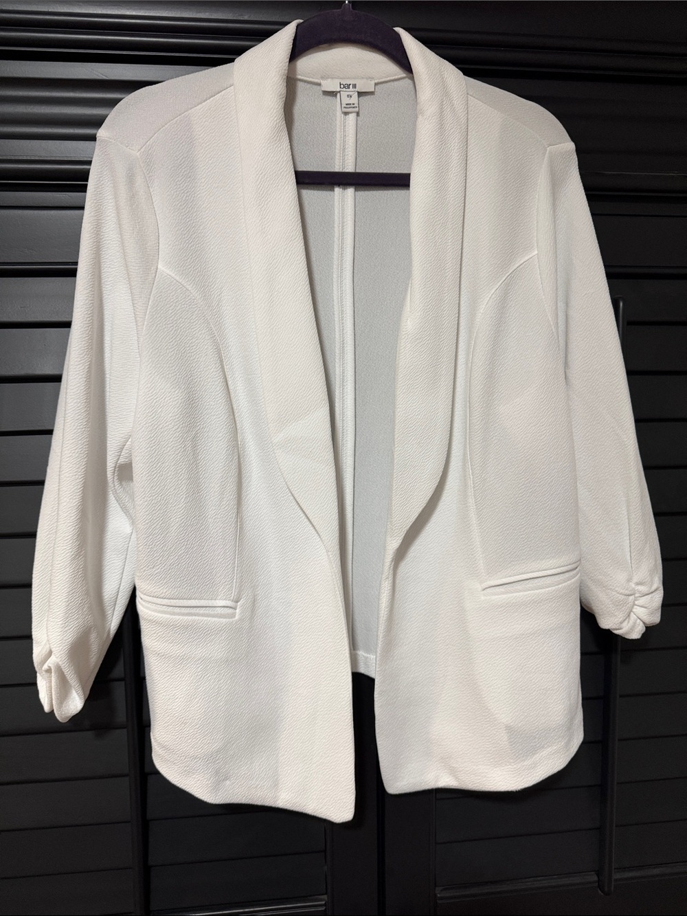 Bar III white Textured Open-Front Blazer